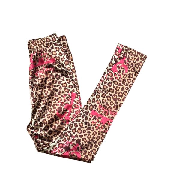 Nicopanda Cheetah NYC Silky Gold Pink Brown Leggings, Size Small - Picture 6 of 8